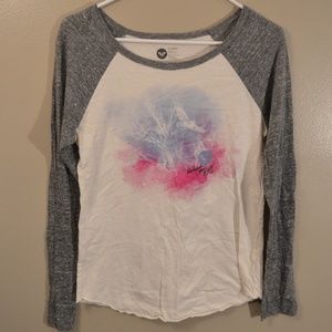 Unleash Your Roxy Raglan Shirt Curved Hem Graphic